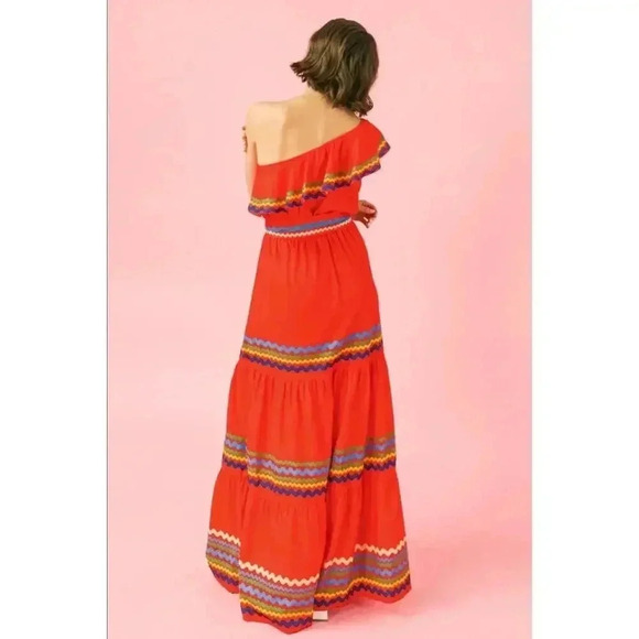 Beautiful Spanish style maxi one shoulder dress with b Flying Tomato Small - Picture 1 of 5